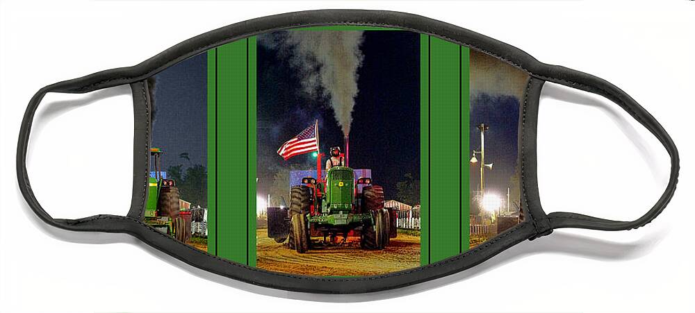 John Face Mask featuring the photograph John Deere Tractor Pull Poster by Olivier Le Queinec