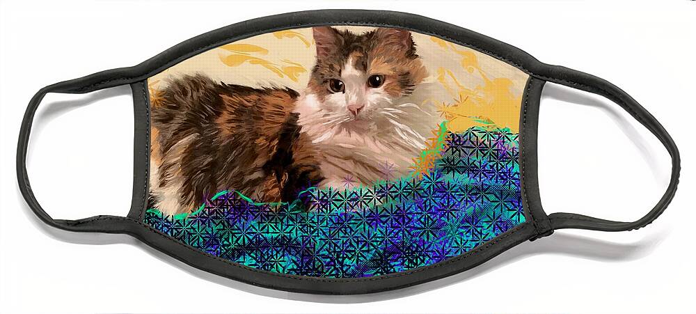 Cat Face Mask featuring the painting Jooniper by Angela Weddle