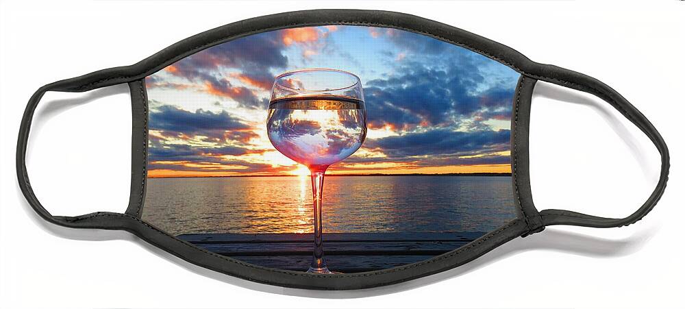 1000 Islands Face Mask featuring the photograph June sunset over Wolfe Island by Dennis McCarthy
