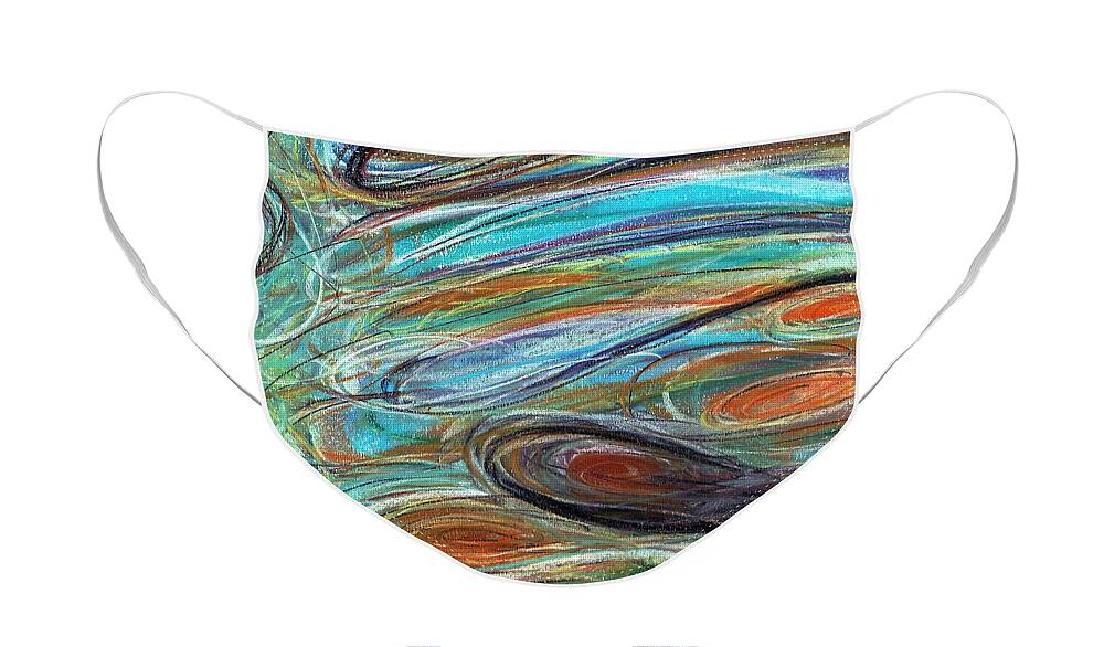 Color Face Mask featuring the pastel Jupiter Explored - An Abstract Interpretation of the Giant Planet by Angela Rath