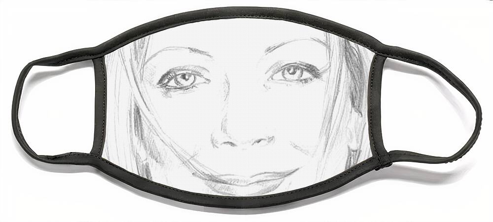 Portrait Face Mask featuring the drawing Kay by Bryan Bustard