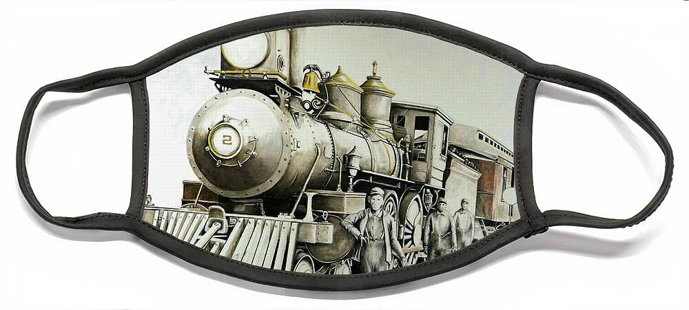 Train Face Mask featuring the drawing Kentucky Iron Horse by David Neace CPX
