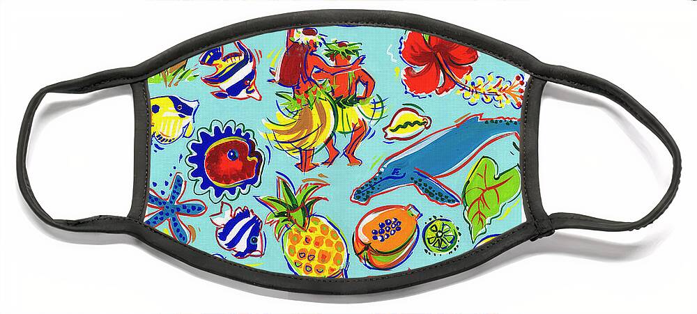 Cook Islands Face Mask featuring the painting Kia Orana Cook Islands by Judith Kunzle