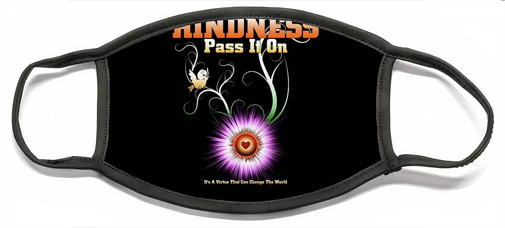 Kindness Face Mask featuring the digital art Kindness - Pass It On Starburst Heart by Rolando Burbon