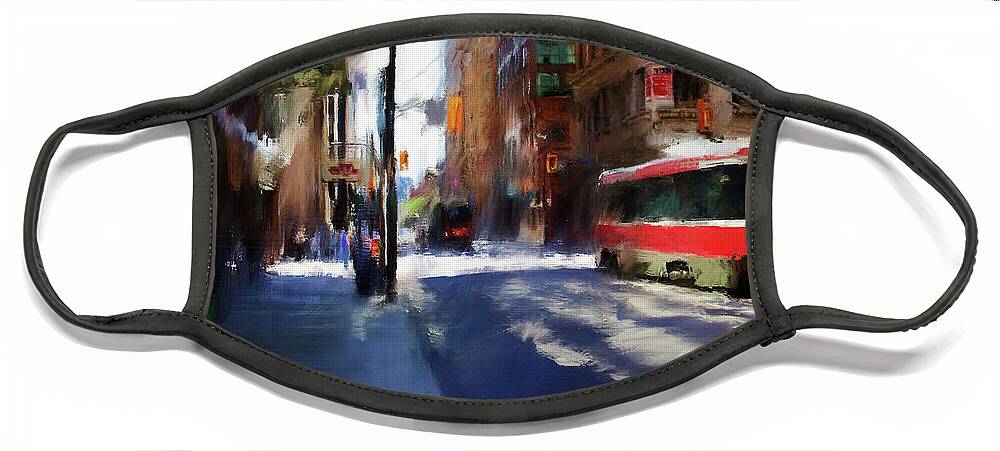 Toronto Face Mask featuring the digital art King St East by Nicky Jameson
