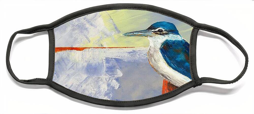 Bird Face Mask featuring the painting Kingfisher by Tracey Lee Cassin