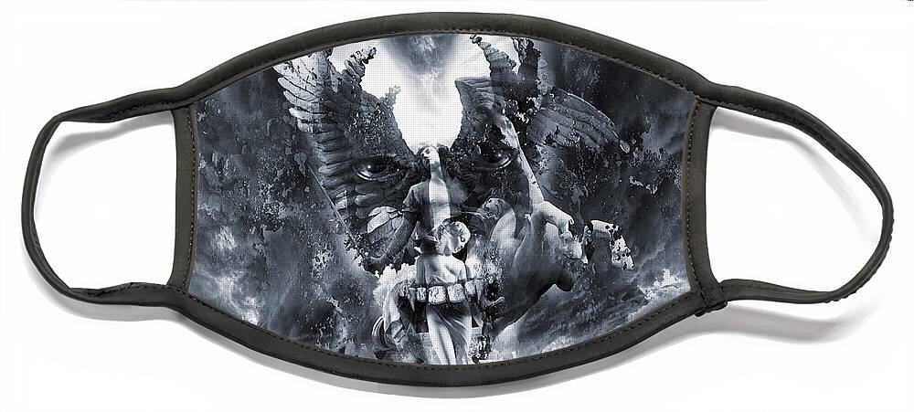 Romanticism Kiss Face Mask featuring the digital art Kiss of Eros or Angels and Demons by George Grie
