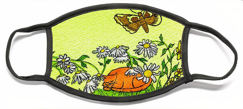 Garden Face Mask featuring the painting Kitty in the Garden by Norma Appleton