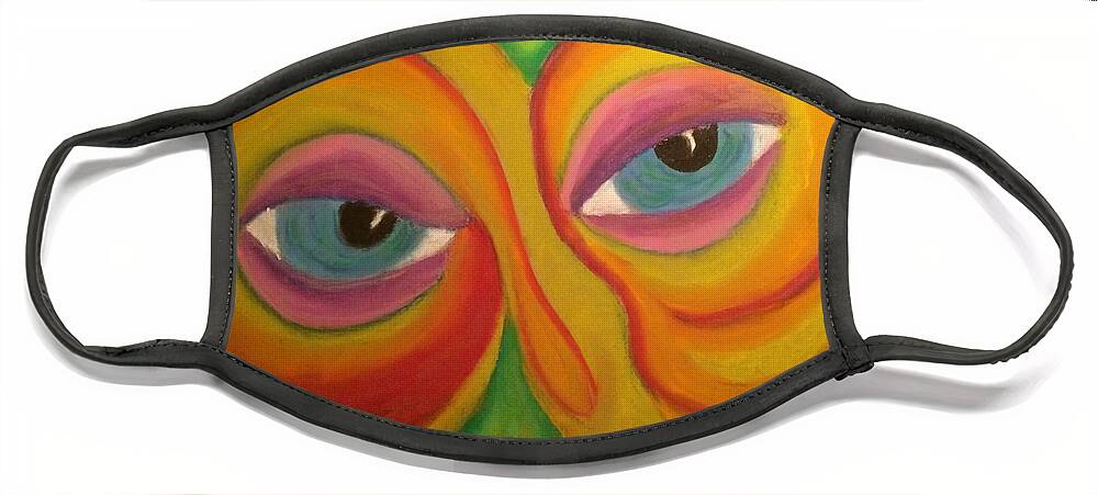 Face Face Mask featuring the pastel Knowing by Steve Sommers