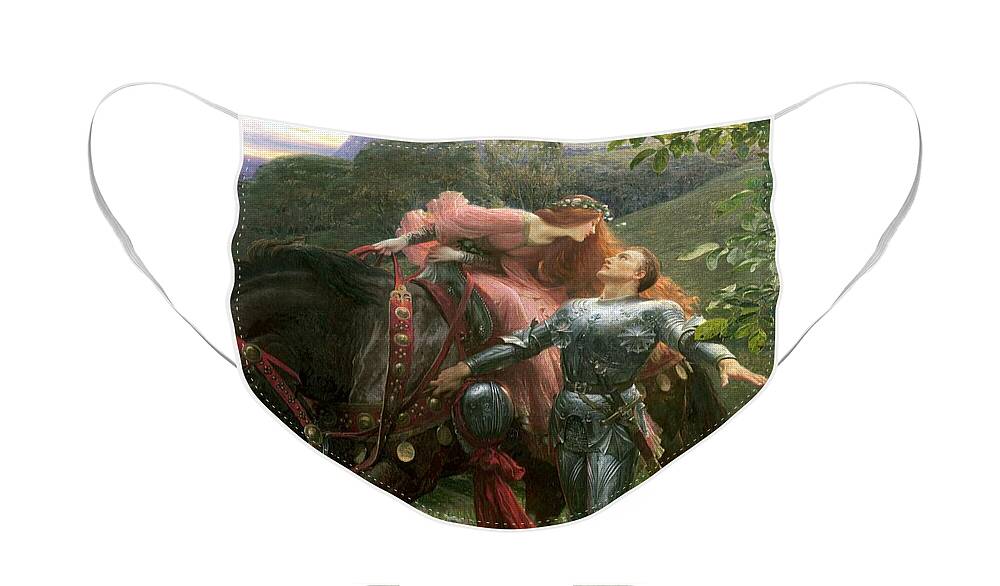 Belle Face Mask featuring the painting La Belle Dame Sans Merci by Frank Dicksee