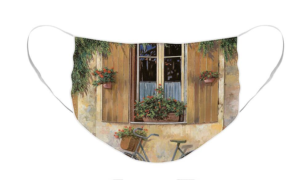 Bike Face Mask featuring the painting La Bicicletta by Guido Borelli