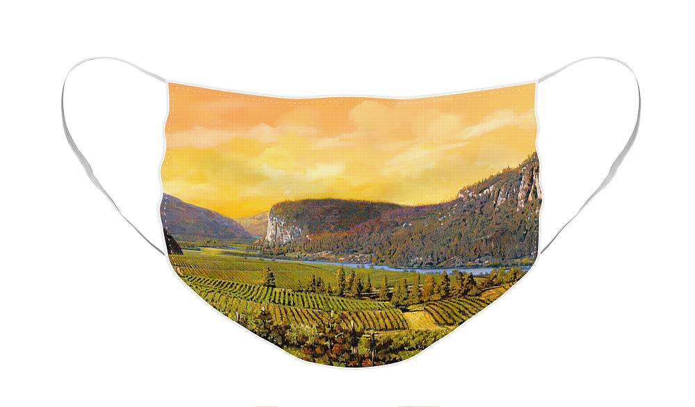 Wine Face Mask featuring the painting La Vigna Sul Fiume by Guido Borelli