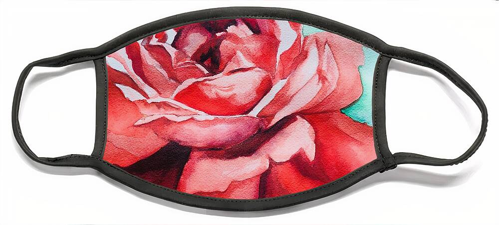 Rose Face Mask featuring the painting Lady in Red by Sonia Mocnik