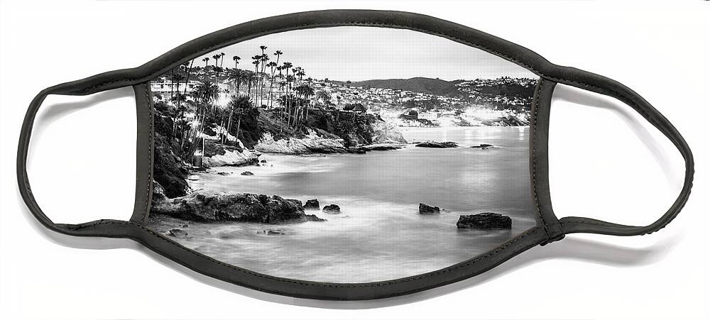 America Face Mask featuring the photograph Laguna Beach California City Black and White Photo by Paul Velgos