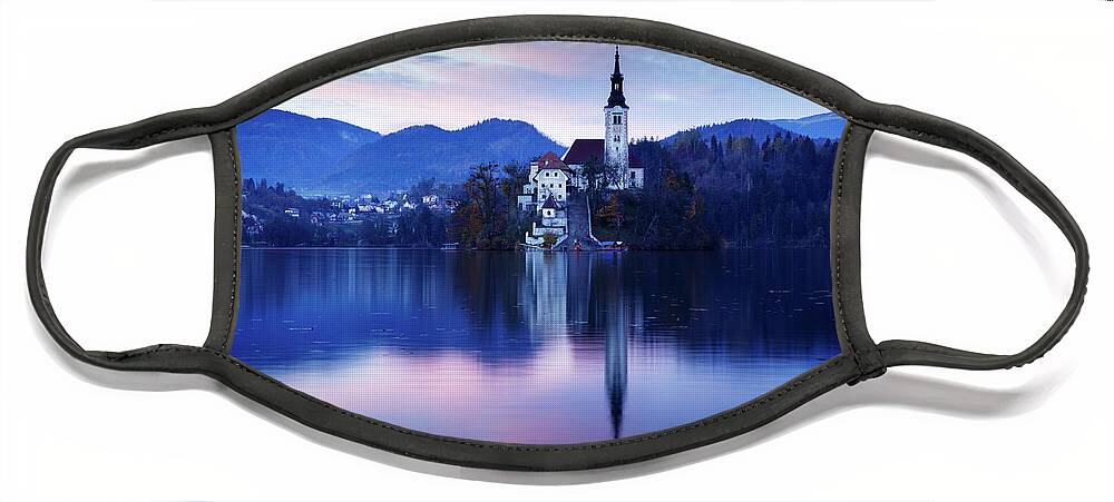 Bled Face Mask featuring the photograph Lake Bled and the Island church by Ian Middleton