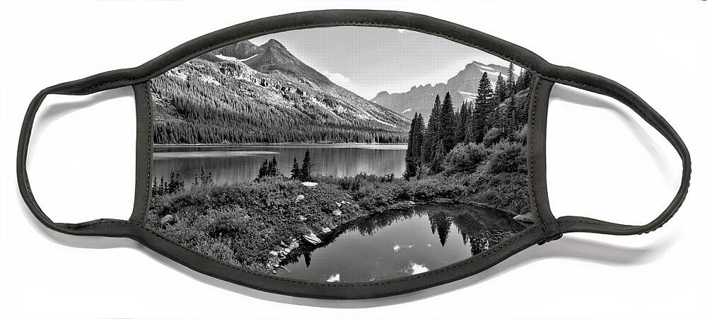 Josephine Face Mask featuring the photograph Lake Josephine Summer Sunset Black And White by Adam Jewell