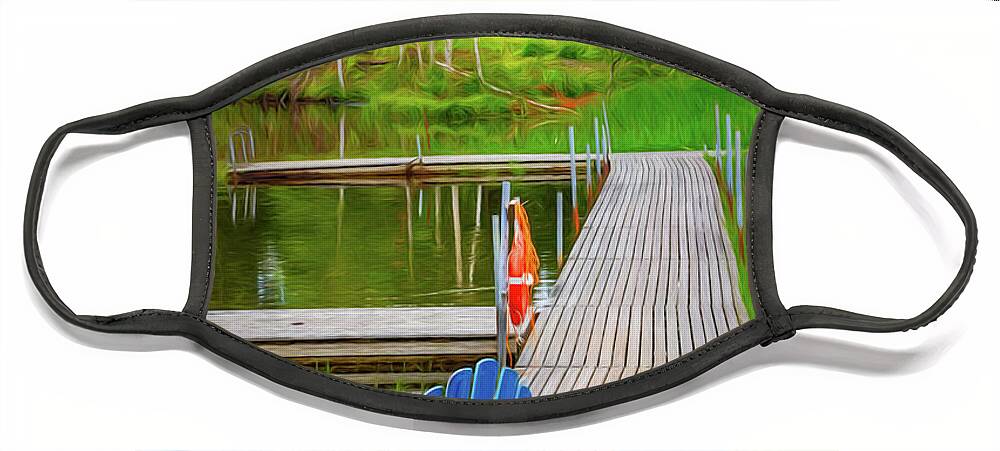 Appalachia Face Mask featuring the photograph Lakeside in the Summer Painting by Debra and Dave Vanderlaan