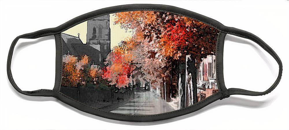 Lancaster Face Mask featuring the digital art Lancaster Cathedral from East Road by Joe Tamassy