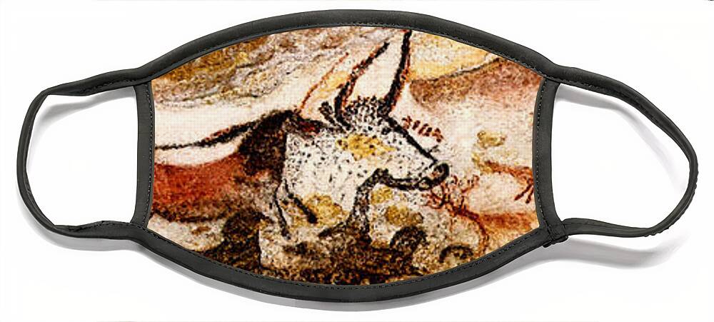 Lascaux Face Mask featuring the digital art Lascaux Hall of the Bulls by Weston Westmoreland