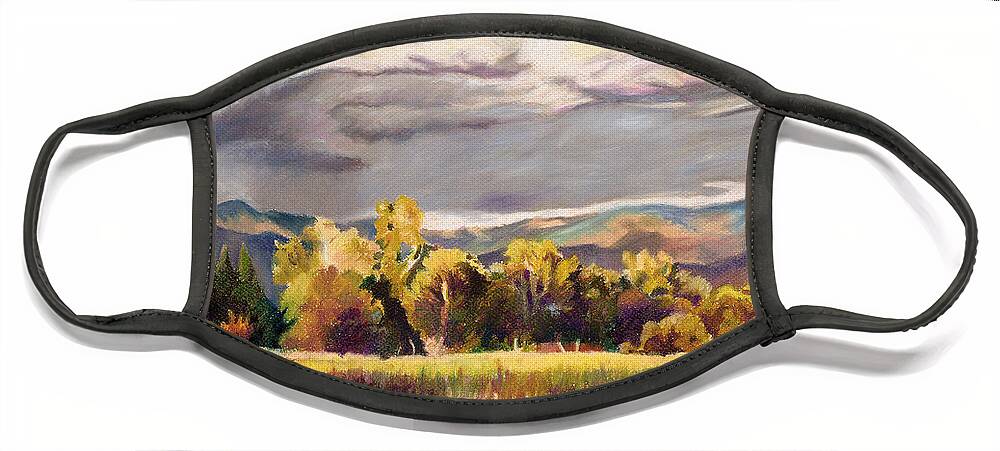Salida Face Mask featuring the pastel Last Light by Anne Gifford