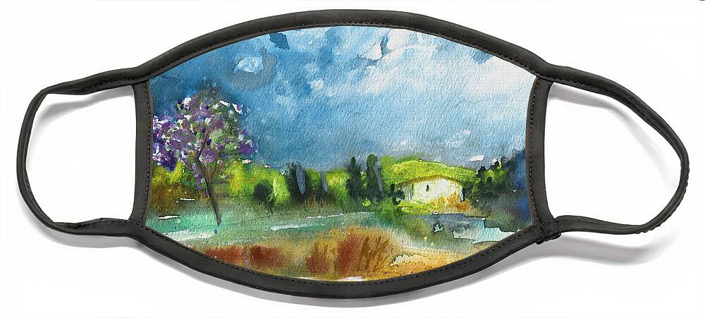 Landscapes Face Mask featuring the painting Late Afternoon 63 by Miki De Goodaboom