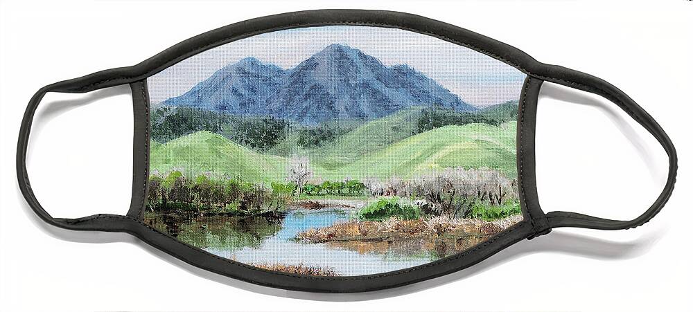 Nature Face Mask featuring the painting Late Winter in California by Masha Batkova