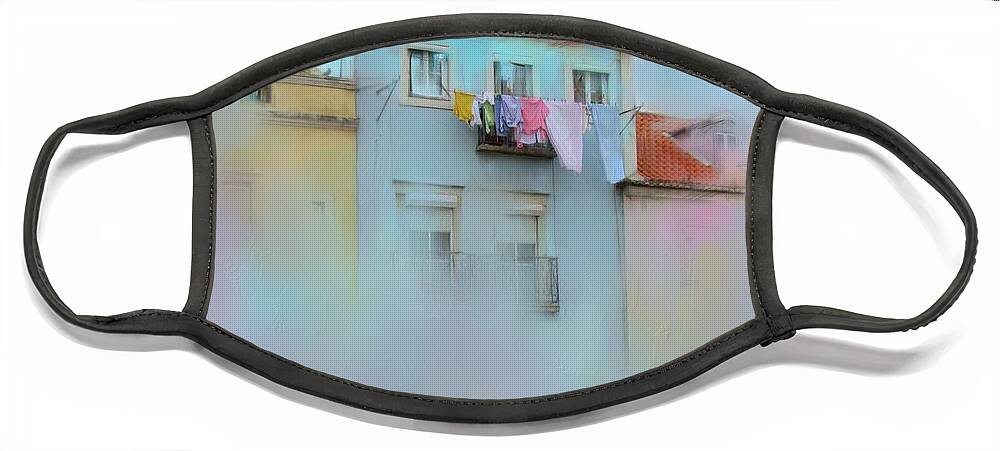 Laundry Face Mask featuring the photograph Laundry Day Blues by Carla Parris