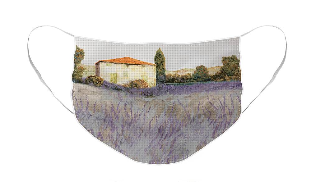 Lavender Face Mask featuring the painting Lavender by Guido Borelli