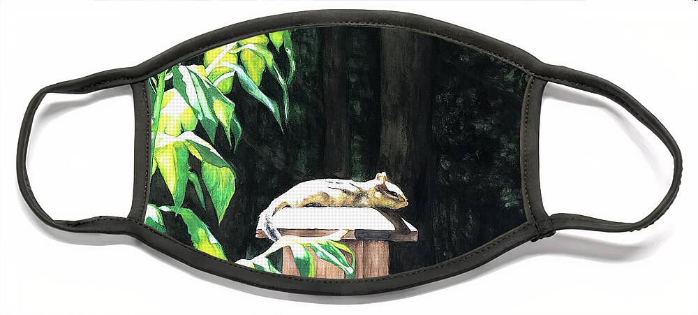 Chipmunk Face Mask featuring the painting Lazy Summer Days by Patrice Clarkson