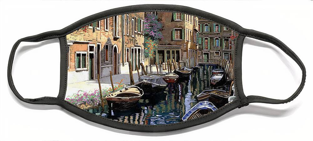 Venice Face Mask featuring the painting Le Barche Sul Canale by Guido Borelli