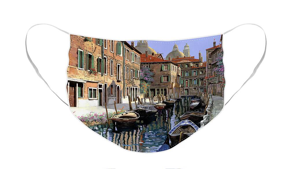 Venice Face Mask featuring the painting Le Barche Sul Canale by Guido Borelli
