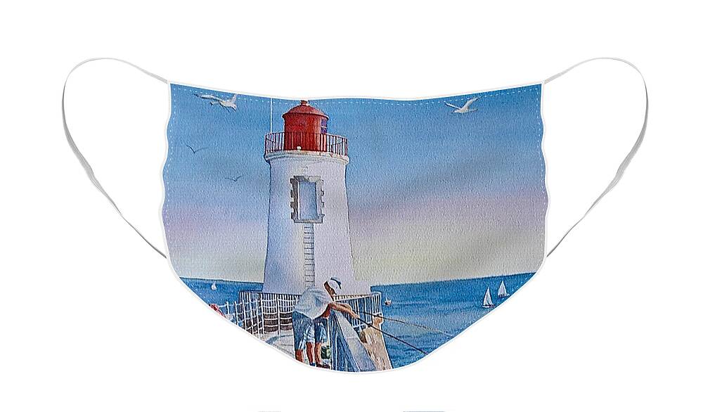 Watercolor Face Mask featuring the painting Le Port - 14h - Sables d' Olonne - France by Francoise Chauray