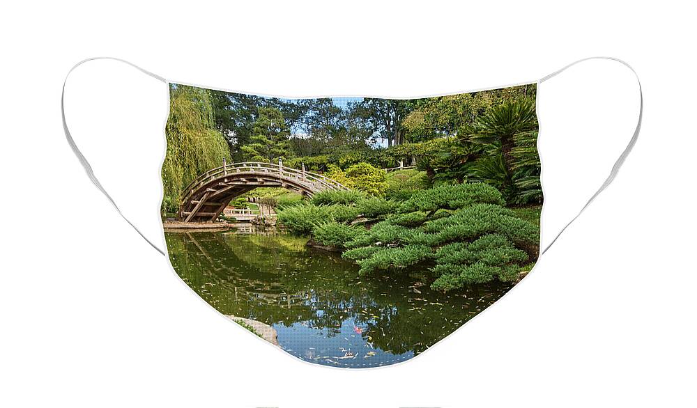 Japanese Garden Face Mask featuring the photograph Lead the Way - The beautiful Japanese Gardens at the Huntington Library with Koi swimming. by Jamie Pham