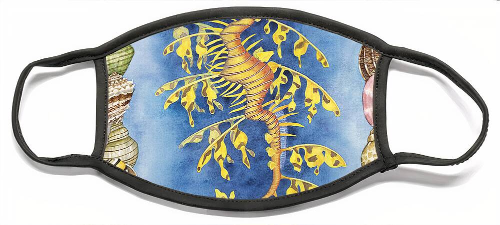 Leafy Sea Dragon Face Mask featuring the painting Leafy Sea Dragon by Lucy Arnold