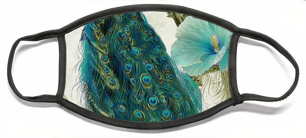Peacock Face Mask featuring the painting Les Paons by Mindy Sommers