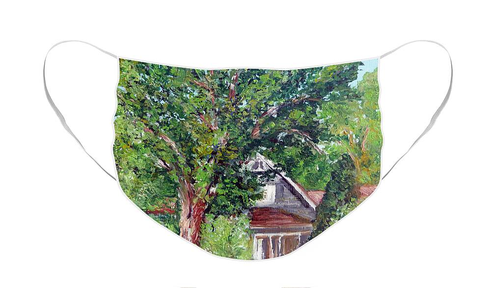 Ralph\'s House Face Mask featuring the painting Lesher Homestead Boulder CO by Tom Roderick