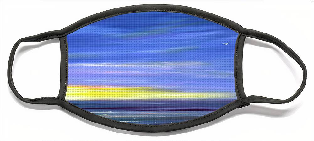 Sunset Face Mask featuring the painting Less Drama Panoramic Sunset by Gina De Gorna