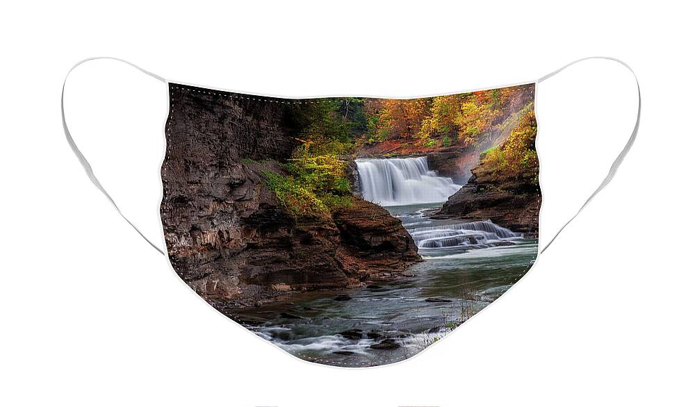 Waterfalls Face Mask featuring the photograph Letchworth State Park Lower Falls by Mark Papke