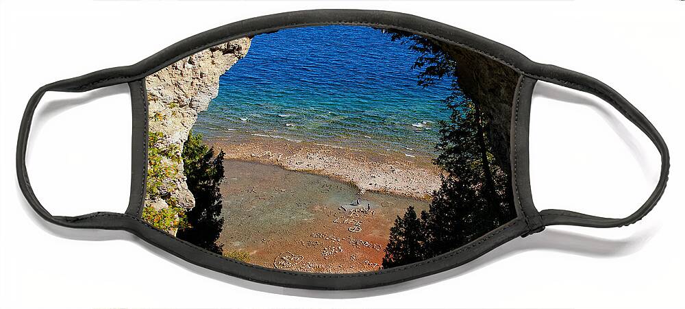 Life Below Arch Rock Face Mask featuring the photograph Life Below Arch Rock by Rachel Cohen