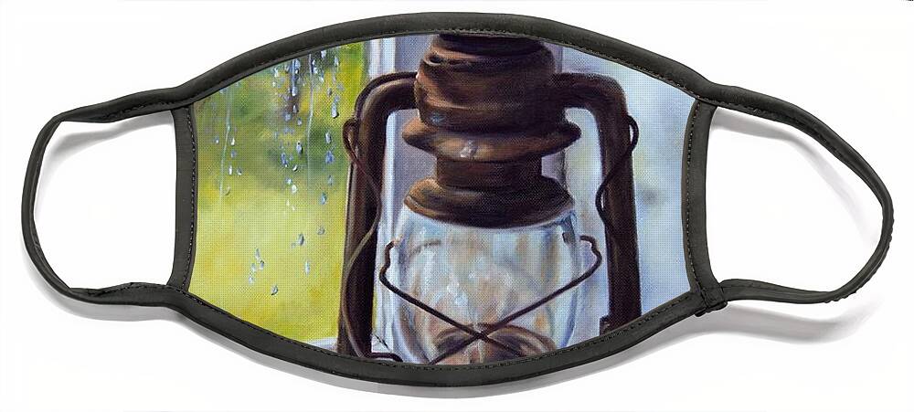 Lantern Face Mask featuring the painting Light in the Window by Lori Brackett