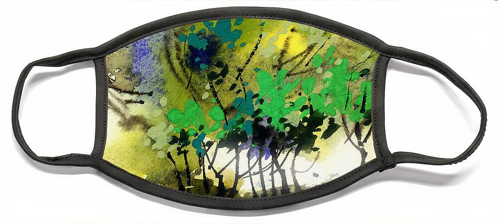 Nature Face Mask featuring the painting Light in Trees by Anil Nene