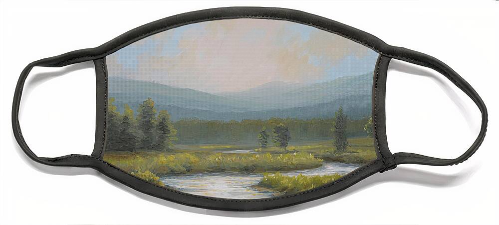 Oil Paintings Face Mask featuring the painting Light on the Jackson River by Guy Crittenden
