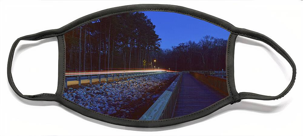 Light Face Mask featuring the photograph Light Trails on Elbow Road by Nicole Lloyd