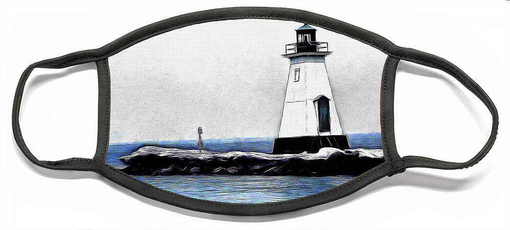 Lighthouse Face Mask featuring the digital art Lighthouse by Leslie Montgomery