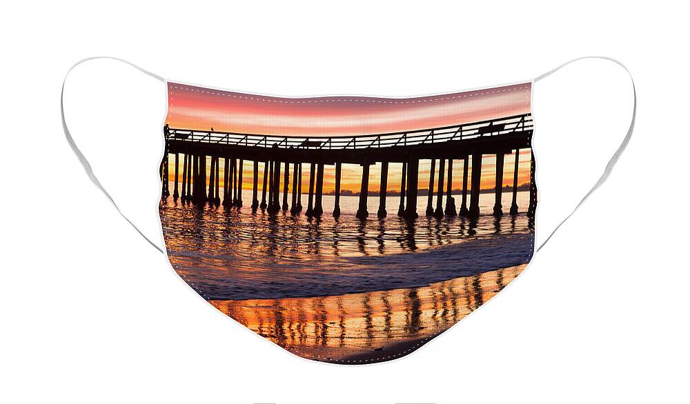 Sunset Face Mask featuring the photograph Sunset Seacliff Shadows by Lora Lee Chapman