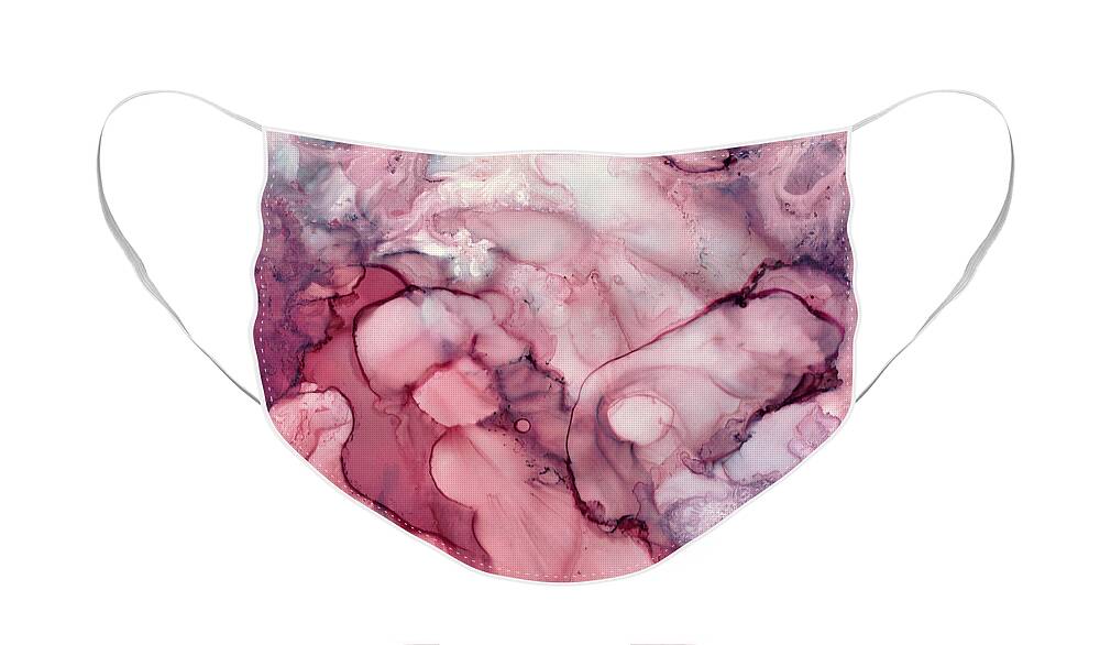 Liquid Face Mask featuring the digital art Liquid Mauve Abstract by Spacefrog Designs