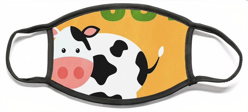 Cow Face Mask featuring the painting Little Cow by Linda Woods