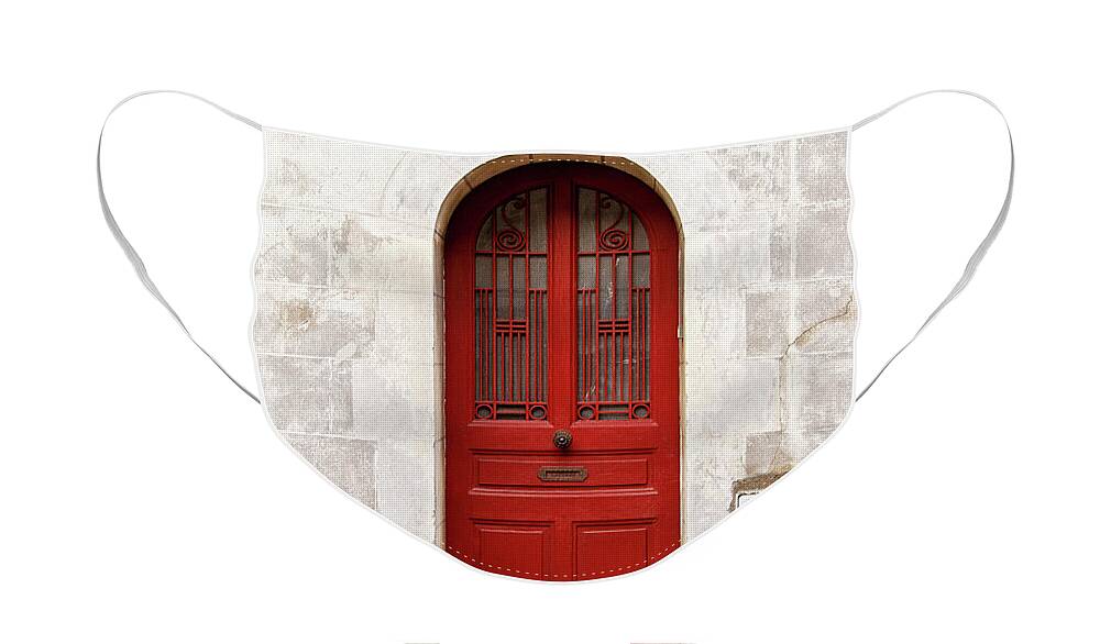 Door Face Mask featuring the photograph Little Red Door by Melanie Alexandra Price