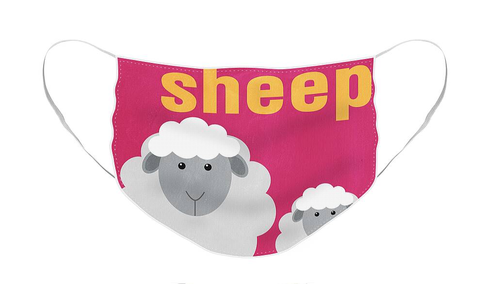 Sheep Face Mask featuring the painting Little Sheep by Linda Woods