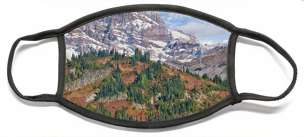 Autumn Face Mask featuring the photograph Little Tahoma Peak and Stevens Ridge in the Fall by Jeff Goulden